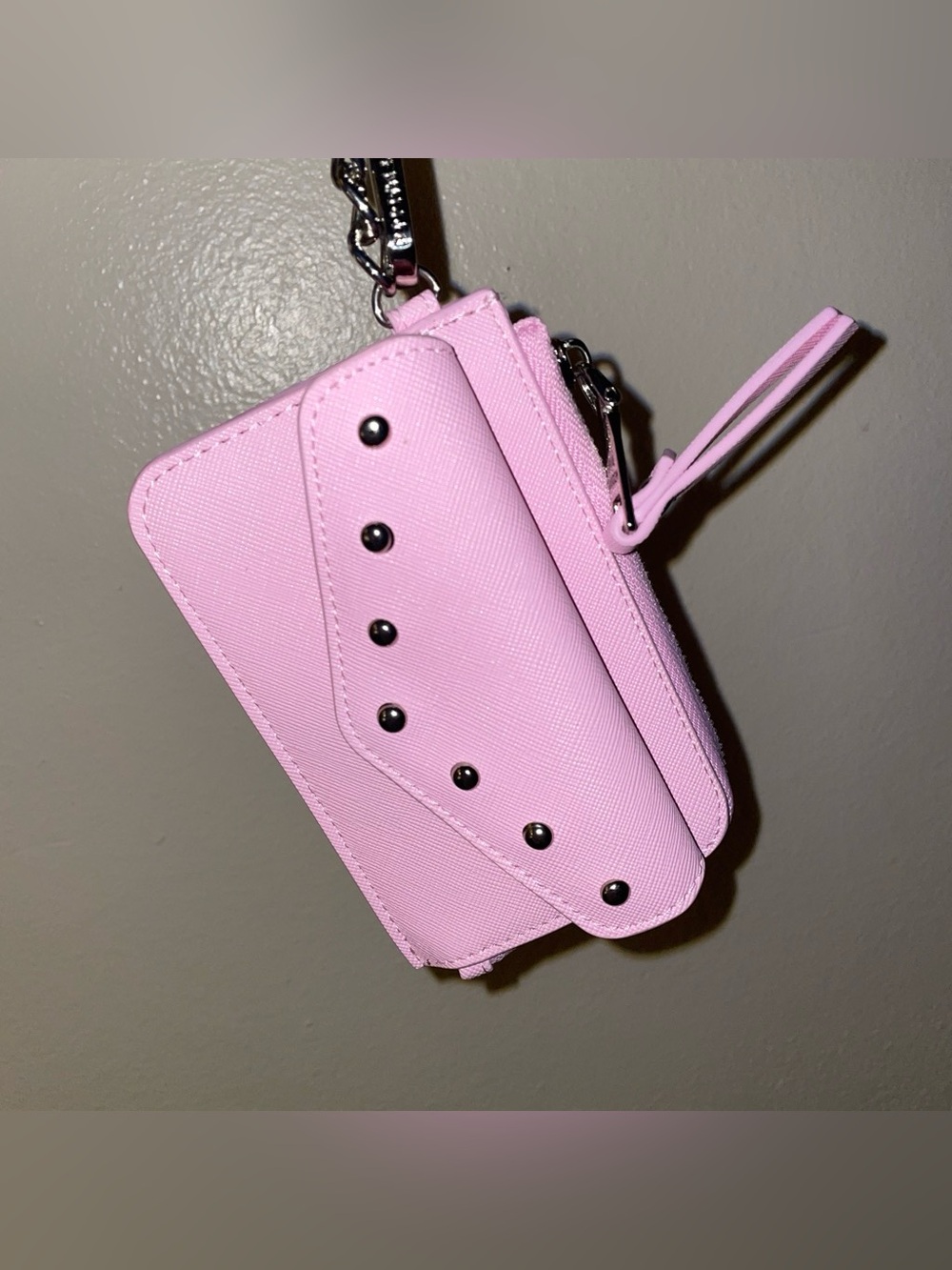 Pink Steve Madden Studded Wristlet Card Case - Women's Accessory